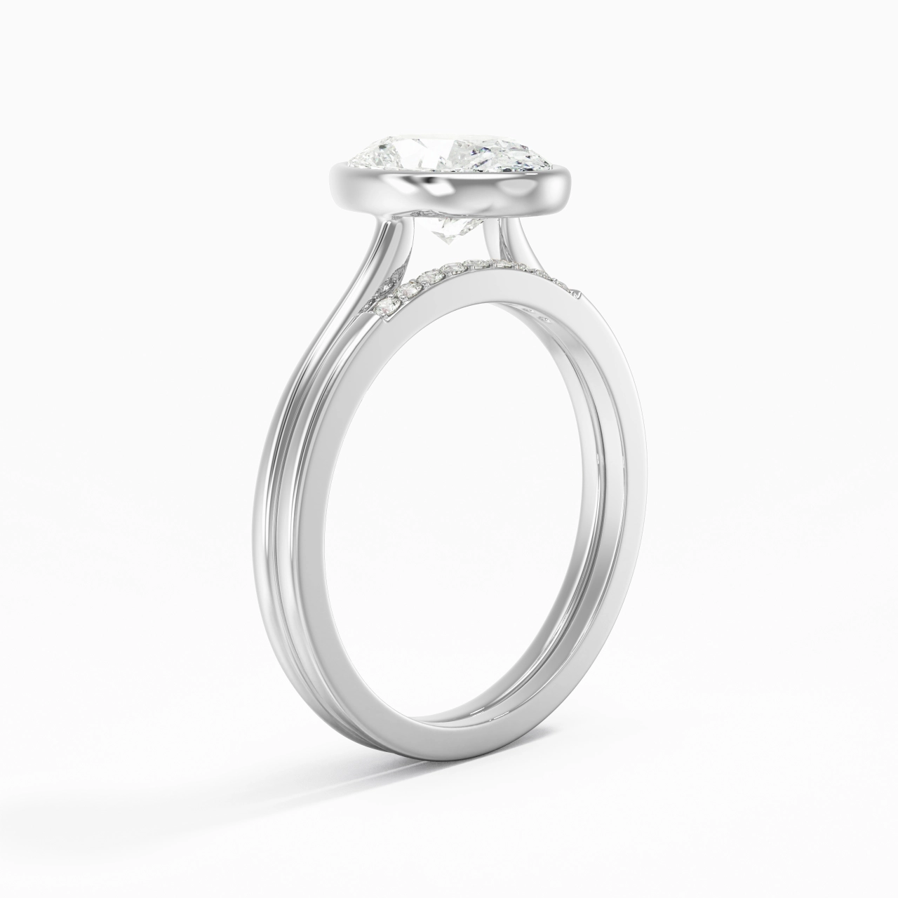 Simple Ovale 2.00ct Moissanite Ensemble nuptial