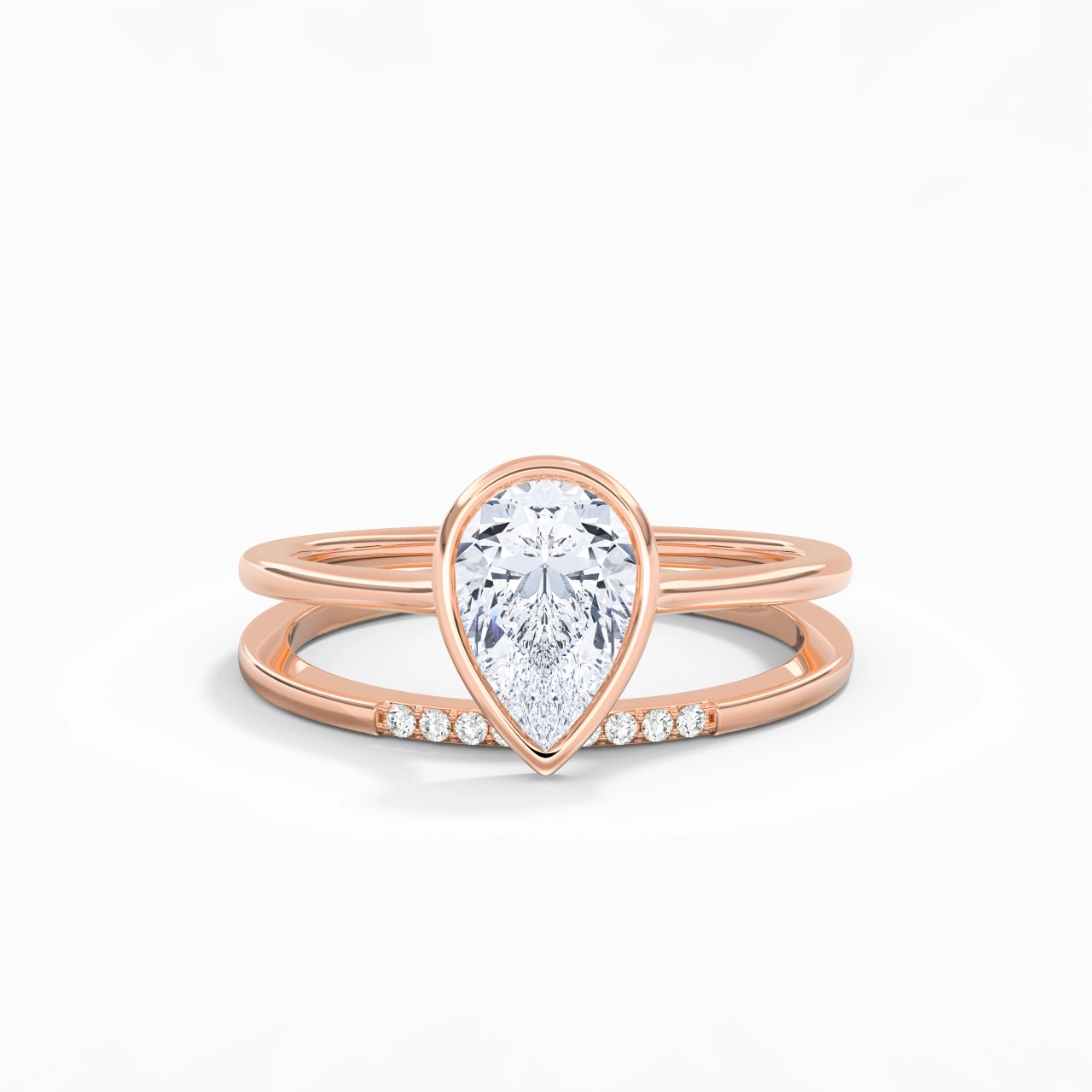 Simple Pear 1.50ct Moissanite Bridal Set