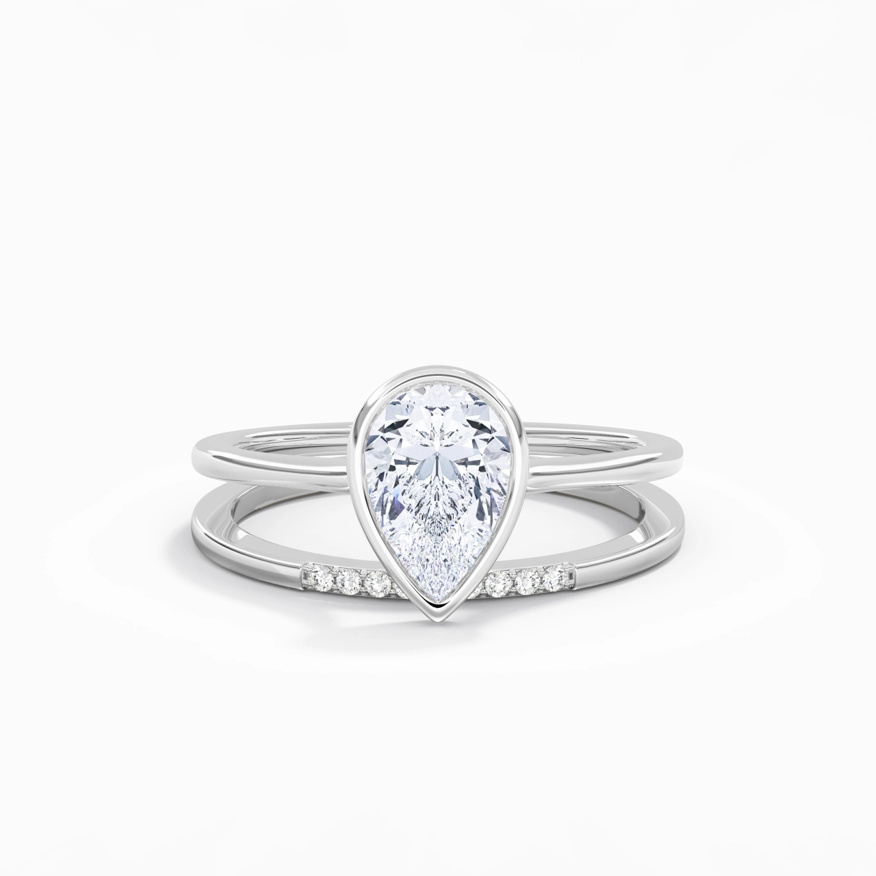 Simple Pear 1.50ct Moissanite Bridal Set