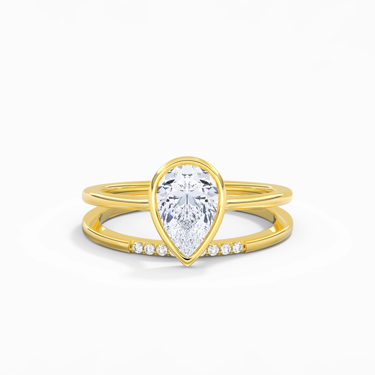 Simple Pear 1.50ct Moissanite Bridal Set