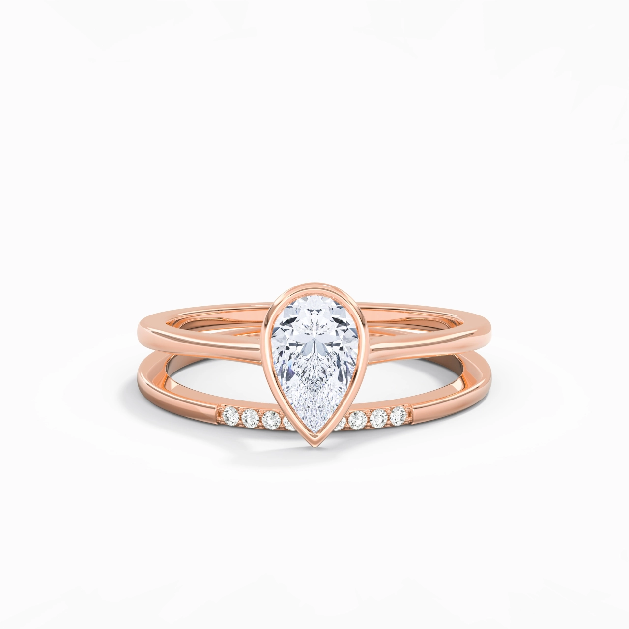 Simple Pear 1.00ct Moissanite Bridal Set