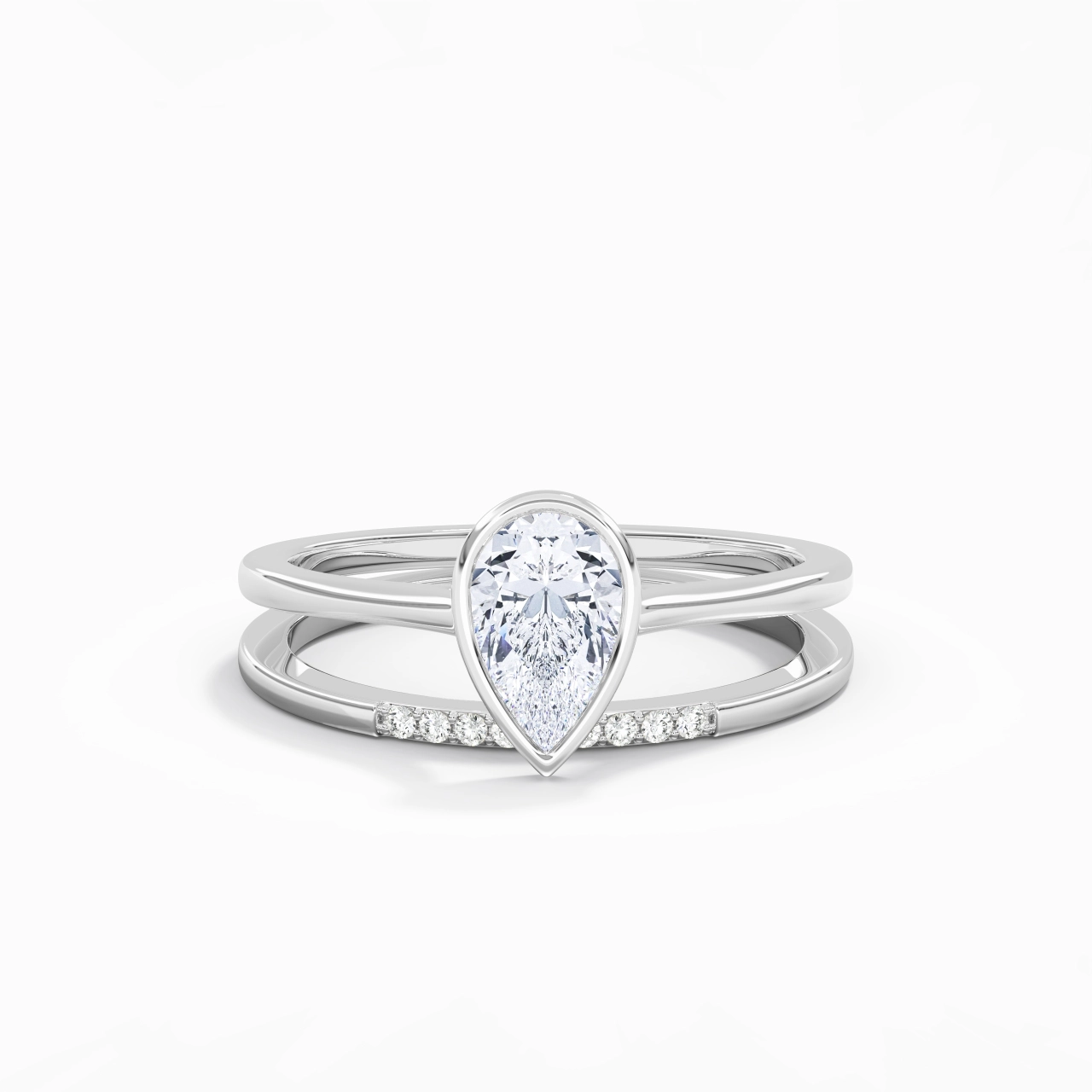 Simple Pear 1.00ct Moissanite Bridal Set