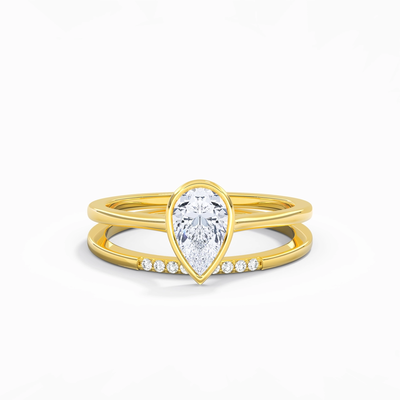 Simple Pear 1.00ct Moissanite Bridal Set
