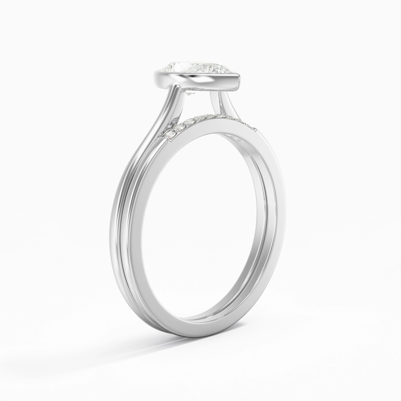Simple Pear 1.00ct Moissanite Bridal Set