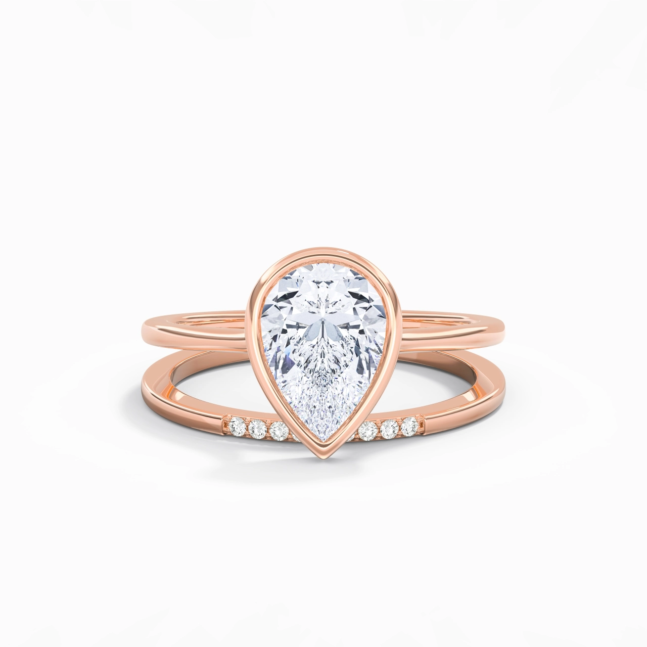 Simple Pear 2.00ct Moissanite Bridal Set