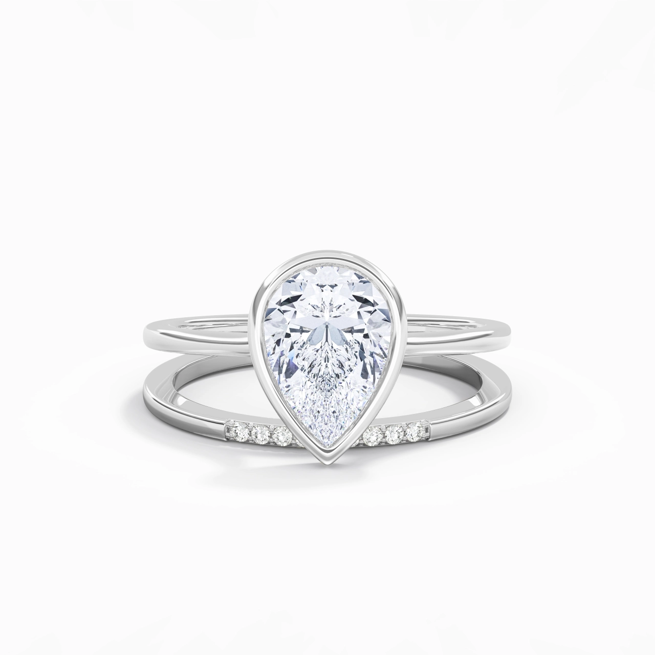 Simple Pear 2.00ct Moissanite Bridal Set