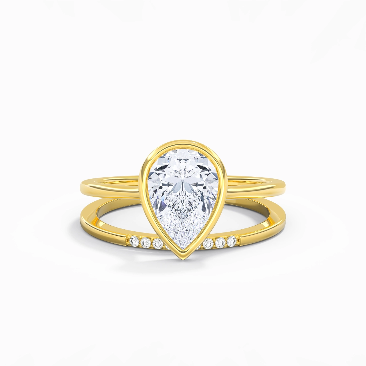 Simple Pear 2.00ct Moissanite Bridal Set