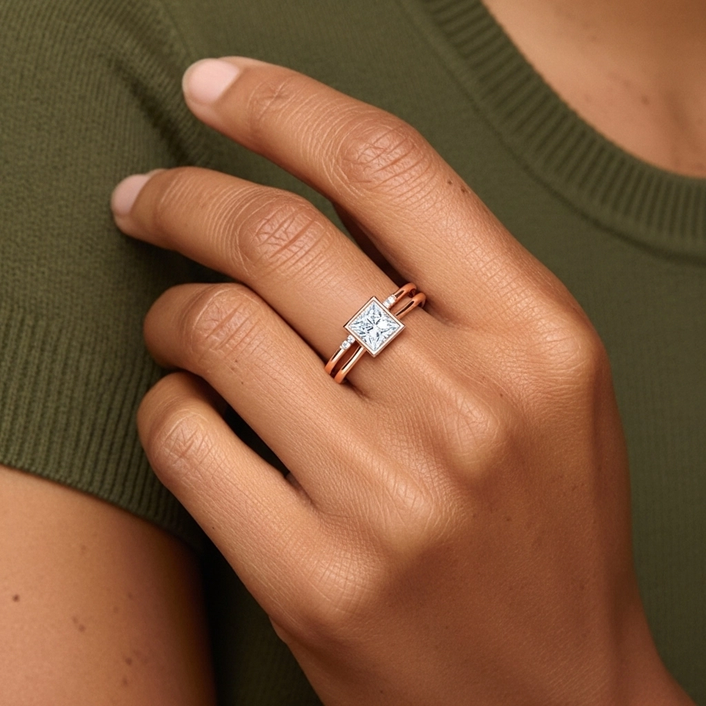 Simple Princesse 1.00ct Moissanite Ensemble nuptial