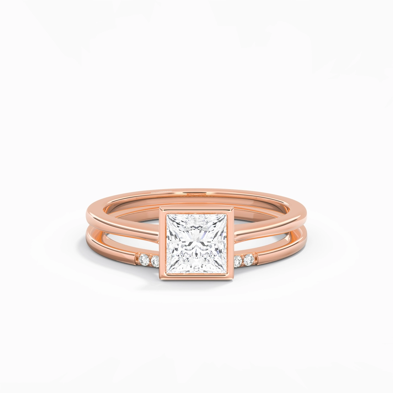 Simple Princess 1.00ct Moissanite Bridal Set