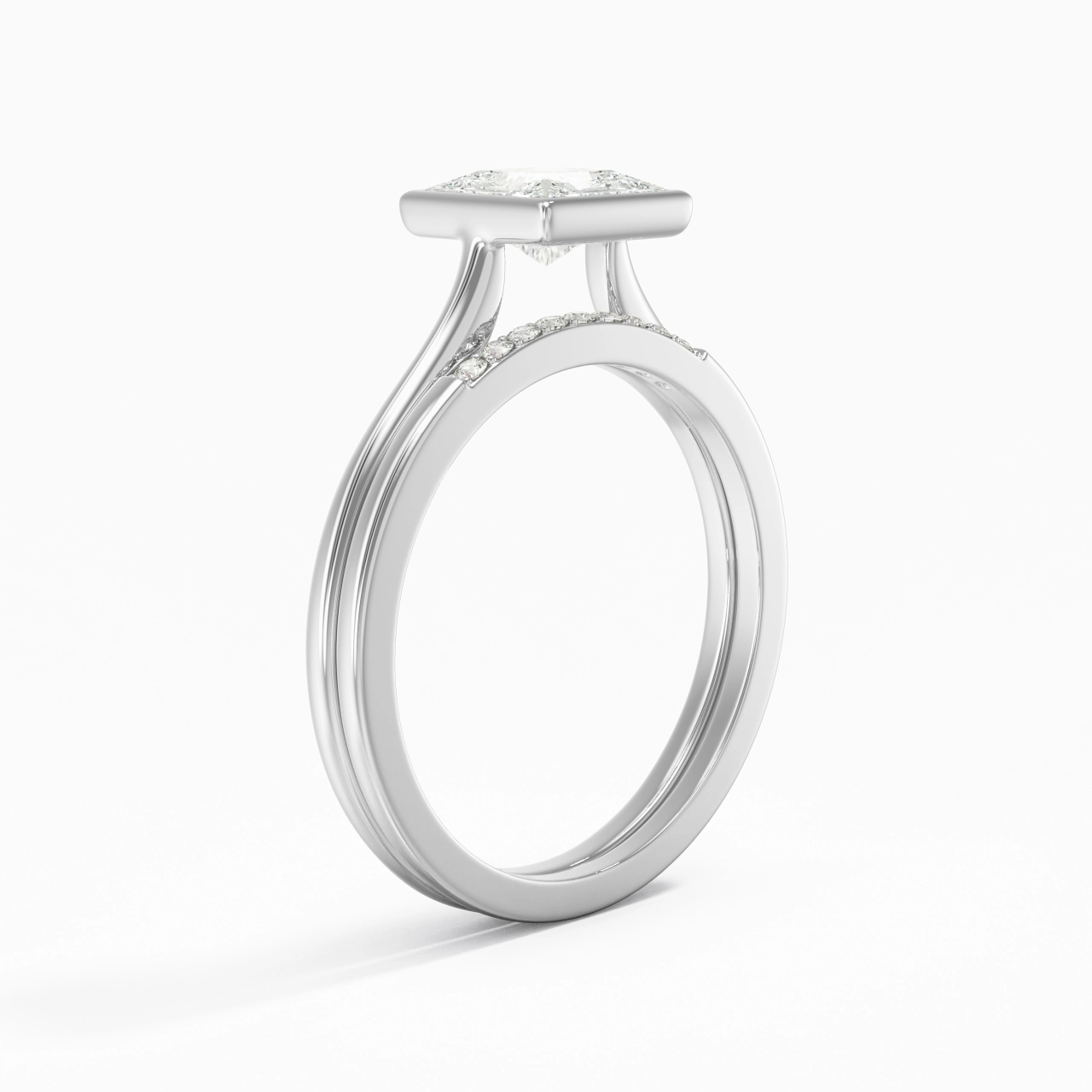 Simple Princess 1.00ct Moissanite Bridal Set