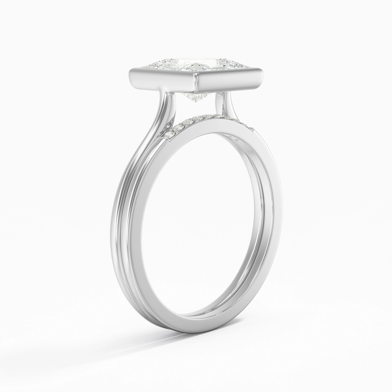 Simple Princess 2.00ct Moissanite Bridal Set