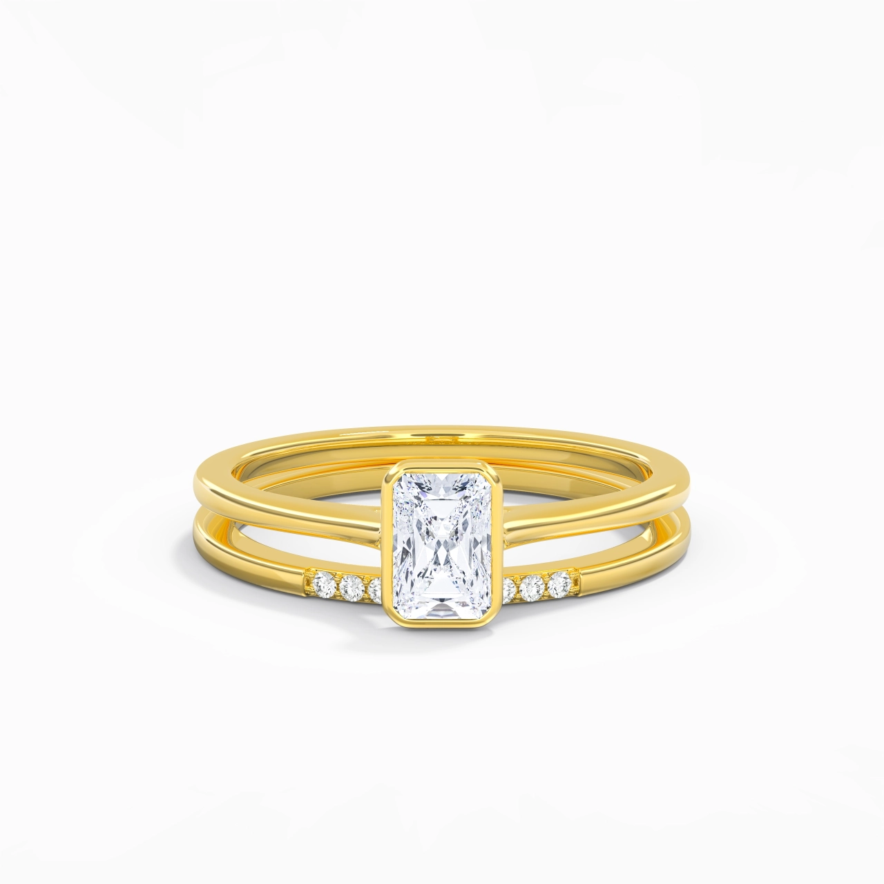 Simple Radiant 0.80ct Moissanite Bridal Set