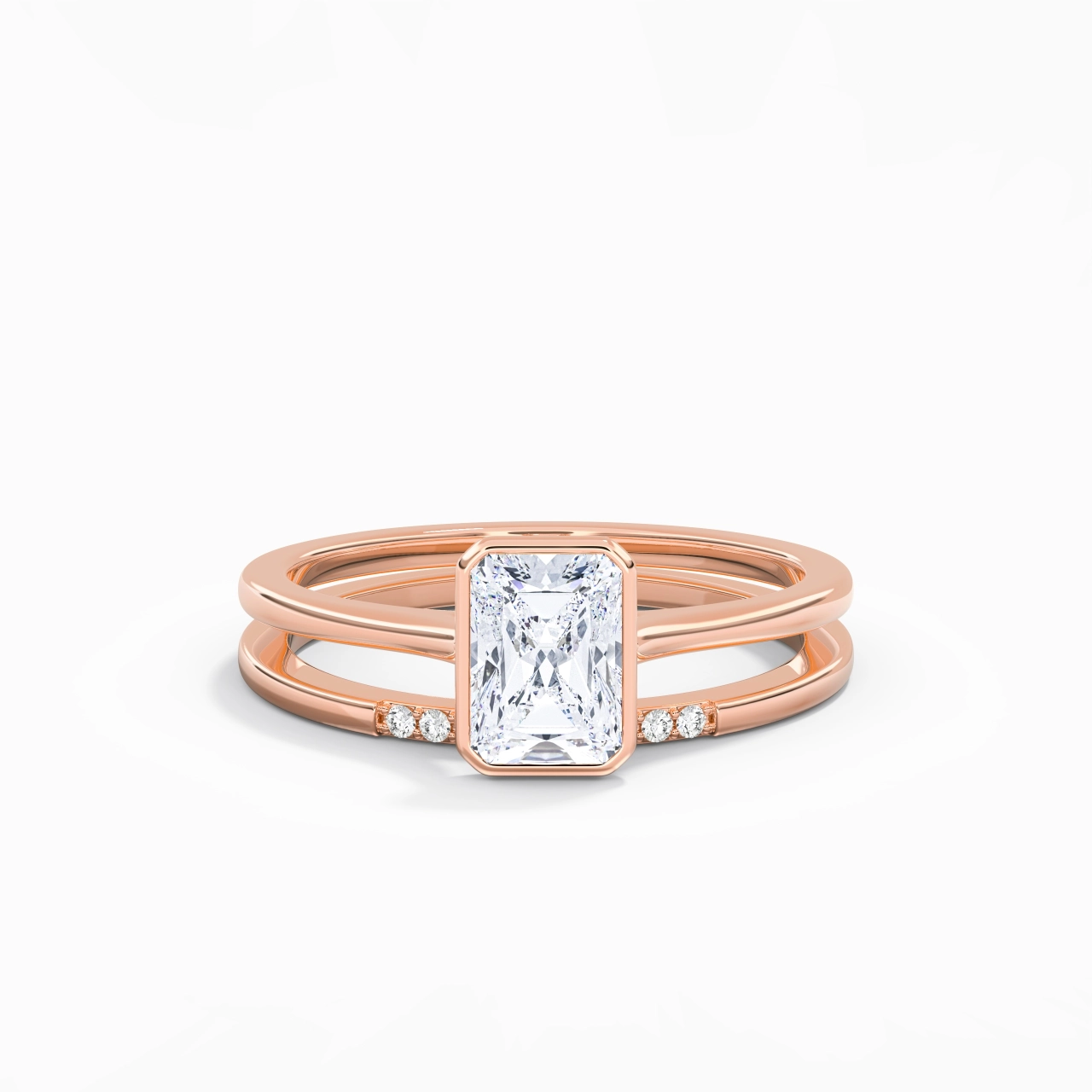 Simple Radiant 1.00ct Moissanite Bridal Set