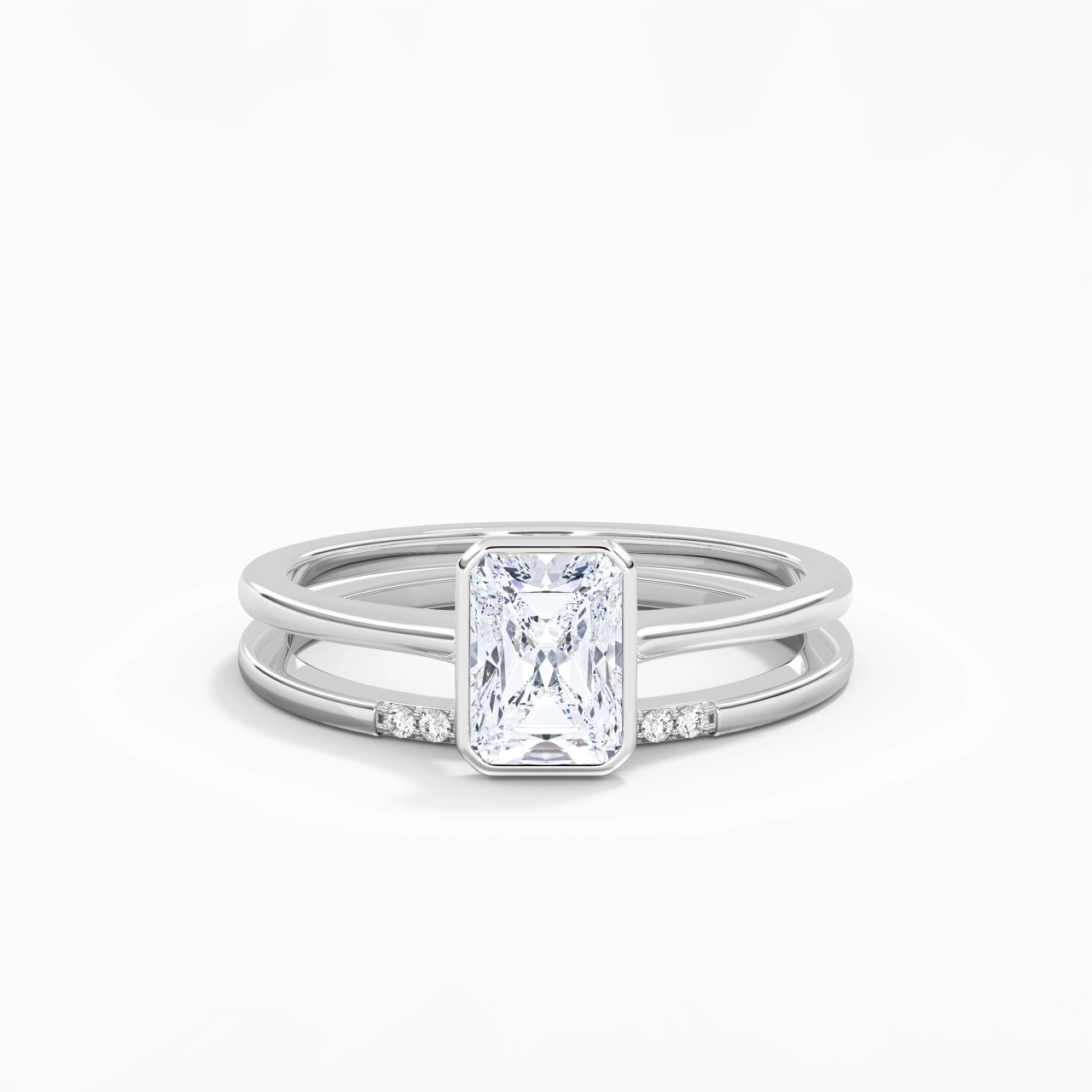 Simple Radiant 1.00ct Moissanite Bridal Set
