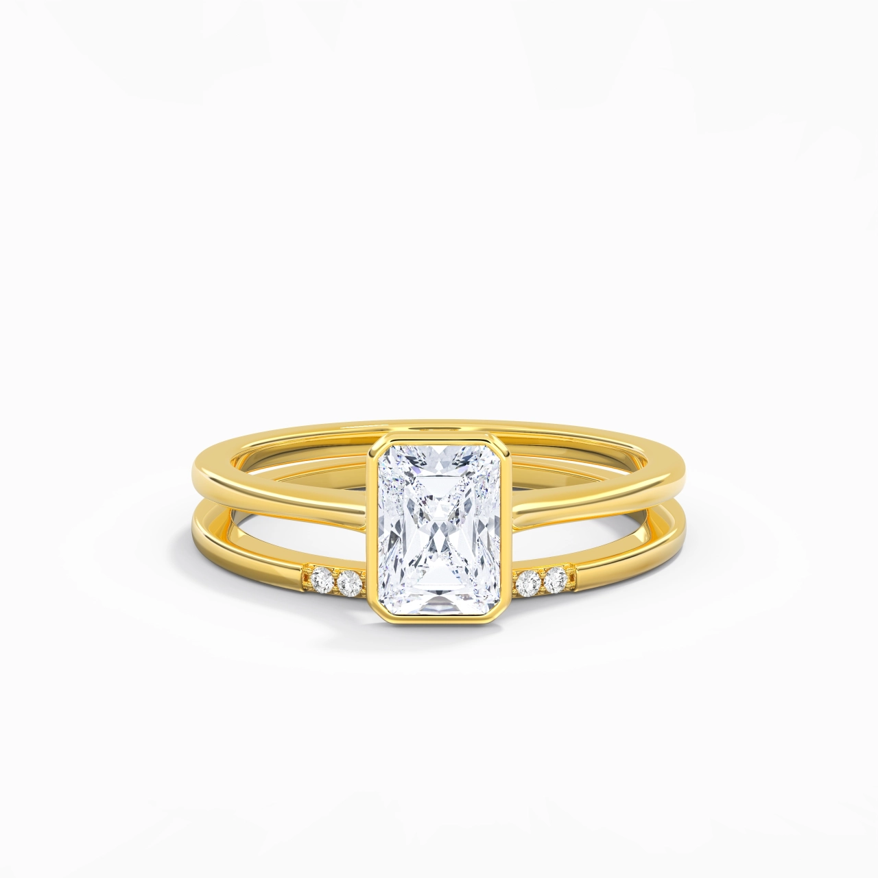 Simple Radiant 1.00ct Moissanite Bridal Set