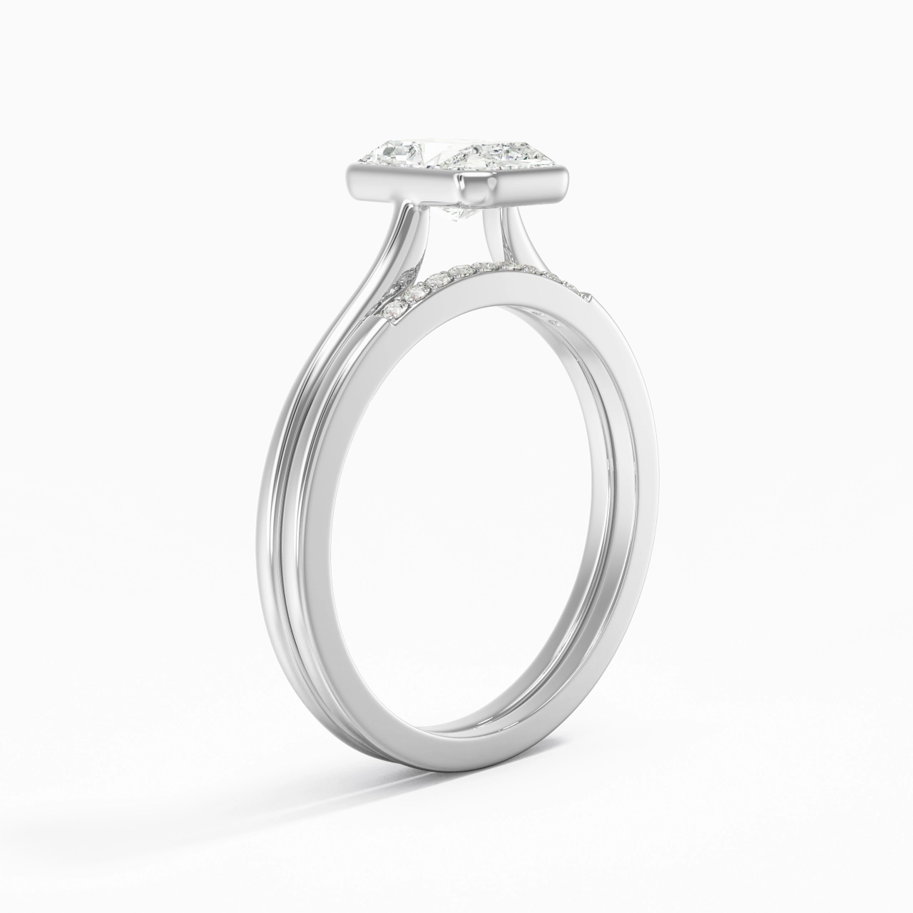 Simple Radiant 1.00ct Moissanite Bridal Set