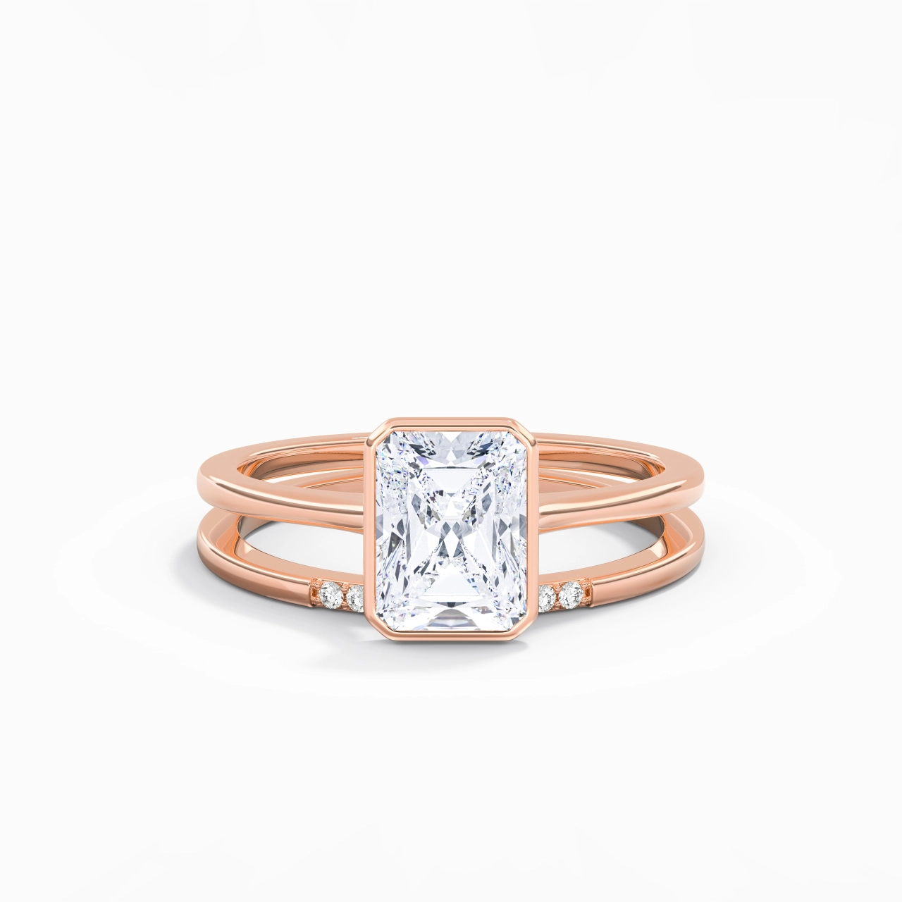 Simple Radiant 2.00ct Moissanite Bridal Set