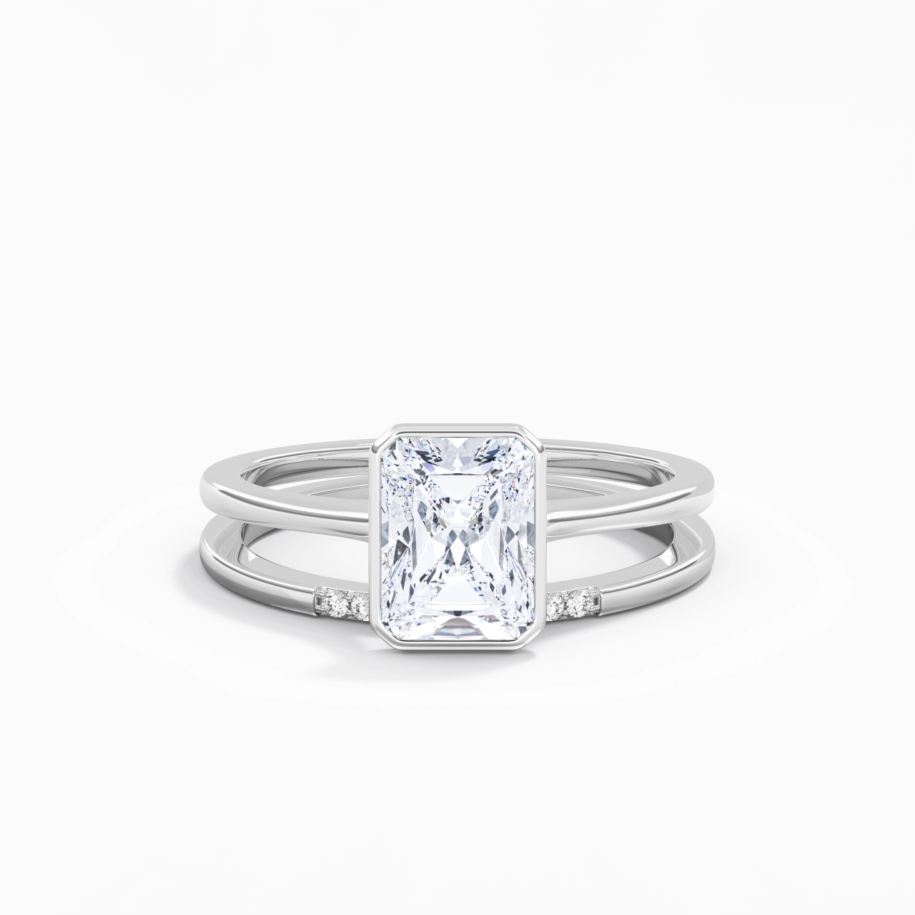 Simple Radiant 2.00ct Moissanite Bridal Set