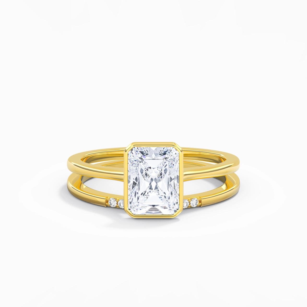 Simple Radiant 2.00ct Moissanite Bridal Set