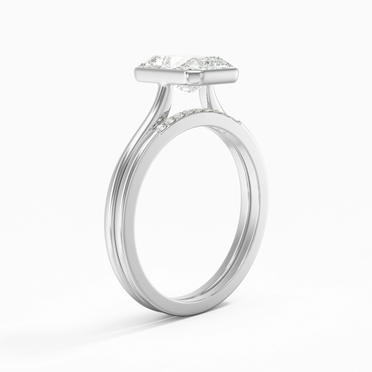 Simple Radiant 2.00ct Moissanite Bridal Set