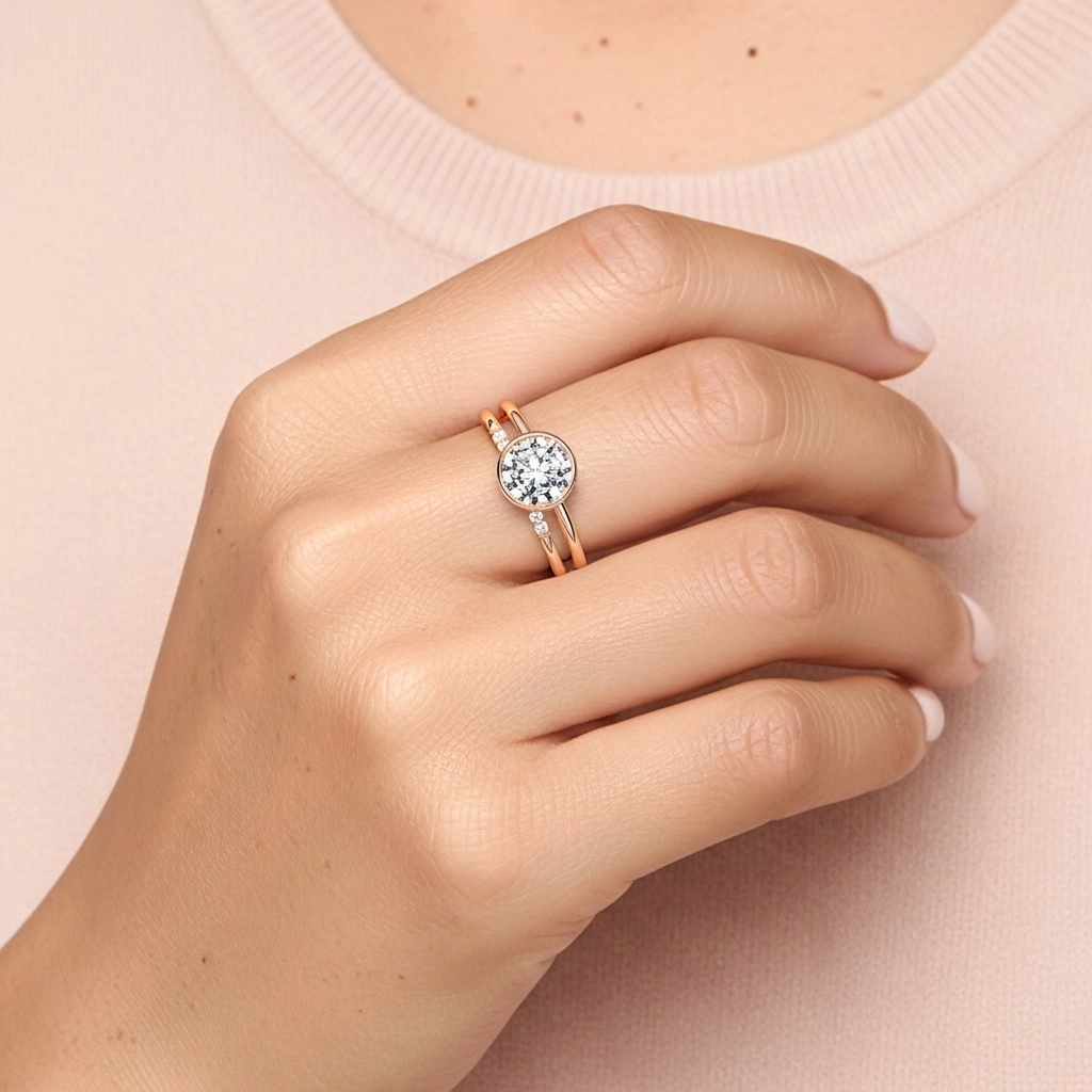 Simple Rond 1.00ct Moissanite Ensemble nuptial