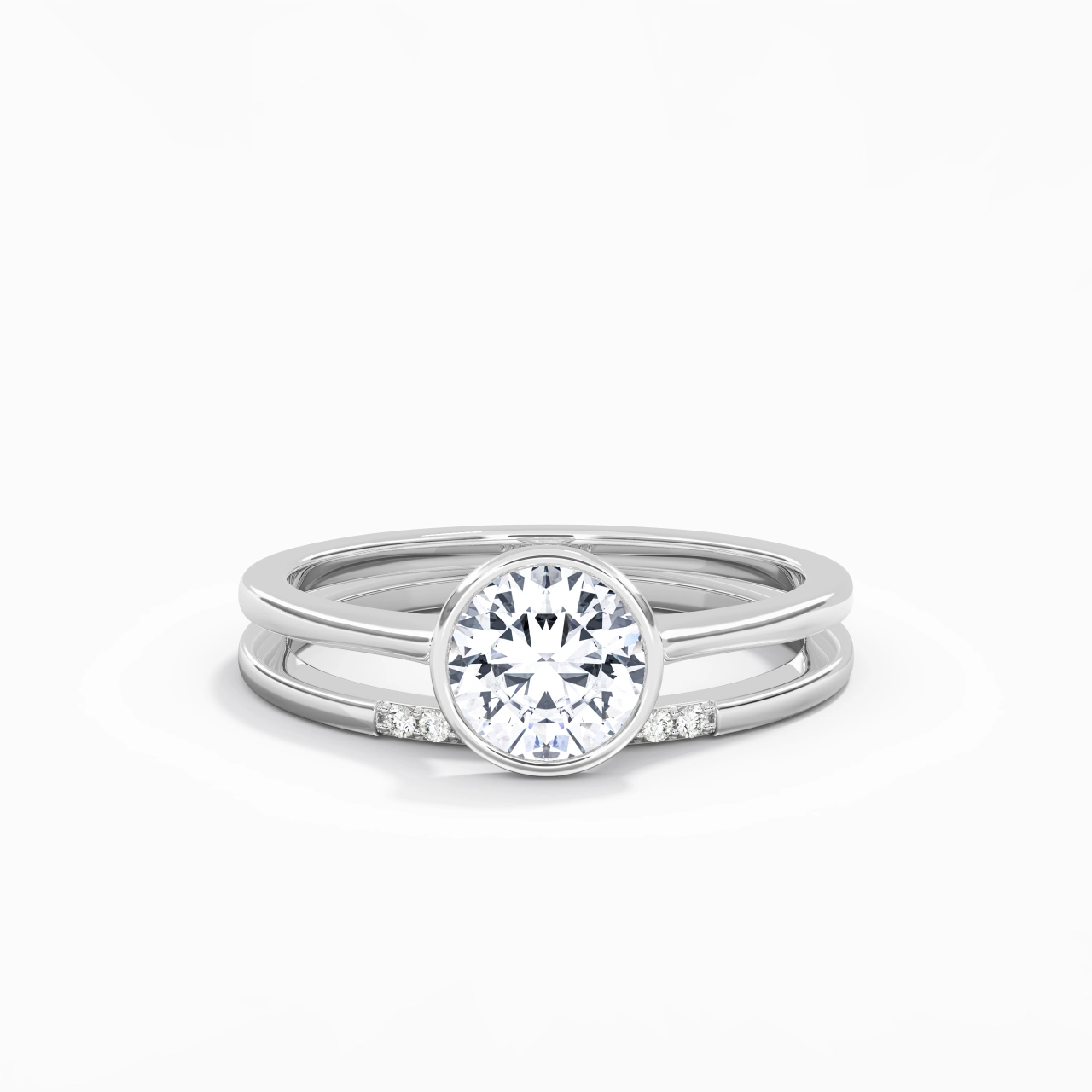 Simple Round 1.00ct Moissanite Bridal Set