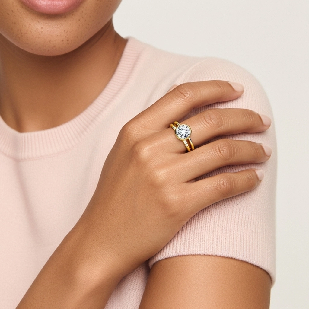 Simple Rond 1.00ct Moissanite Ensemble nuptial