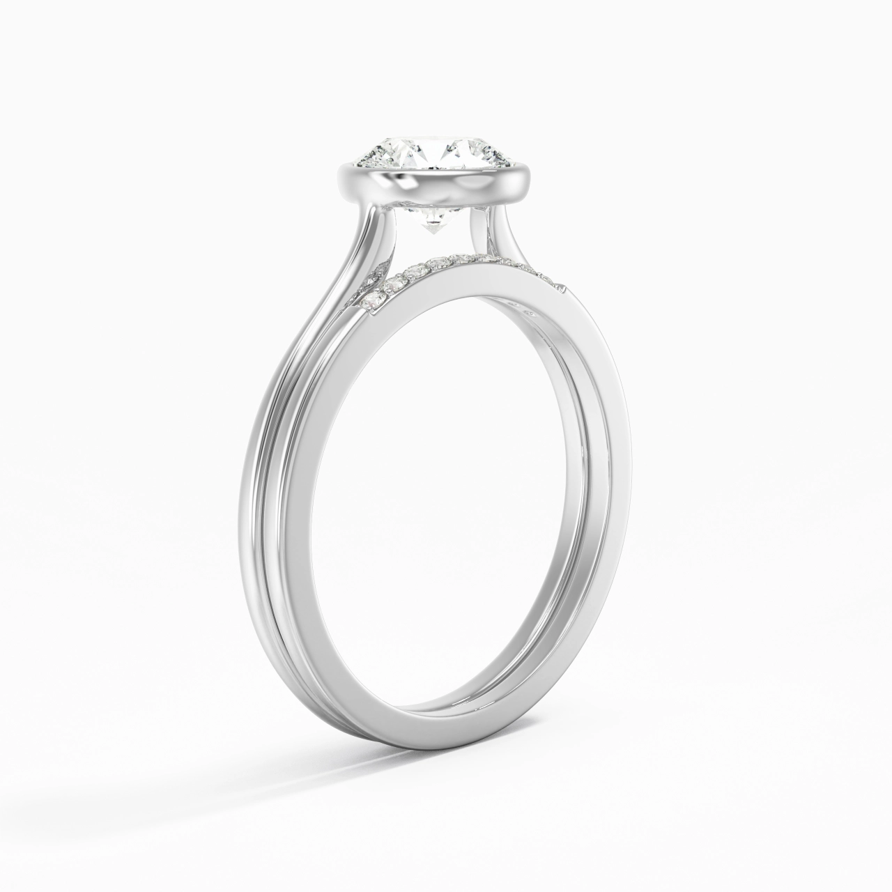 Simple Round 1.00ct Moissanite Bridal Set