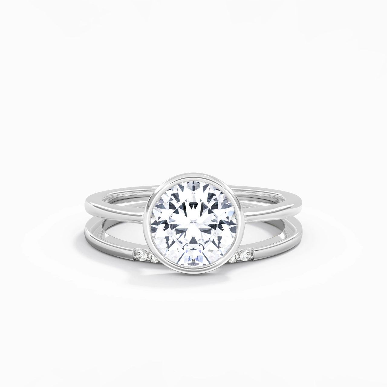 Simple Round 2.00ct Moissanite Bridal Set