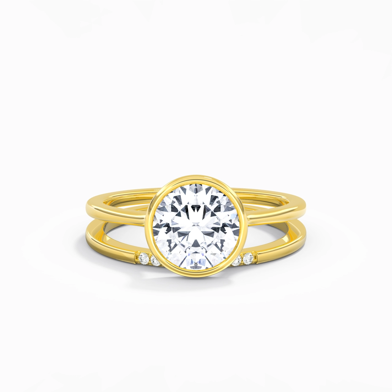 Simple Round 2.00ct Moissanite Bridal Set