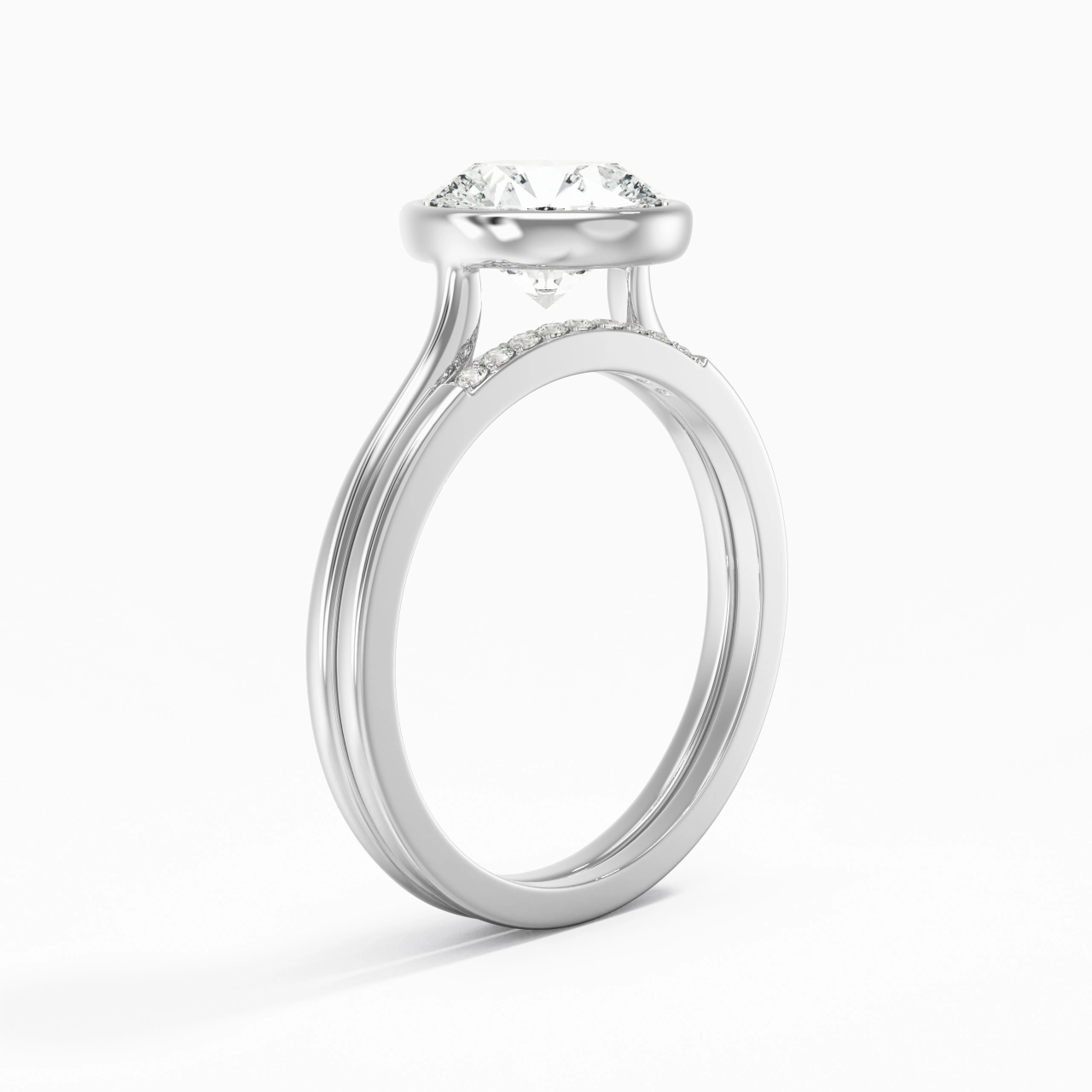 Simple Round 2.00ct Moissanite Bridal Set