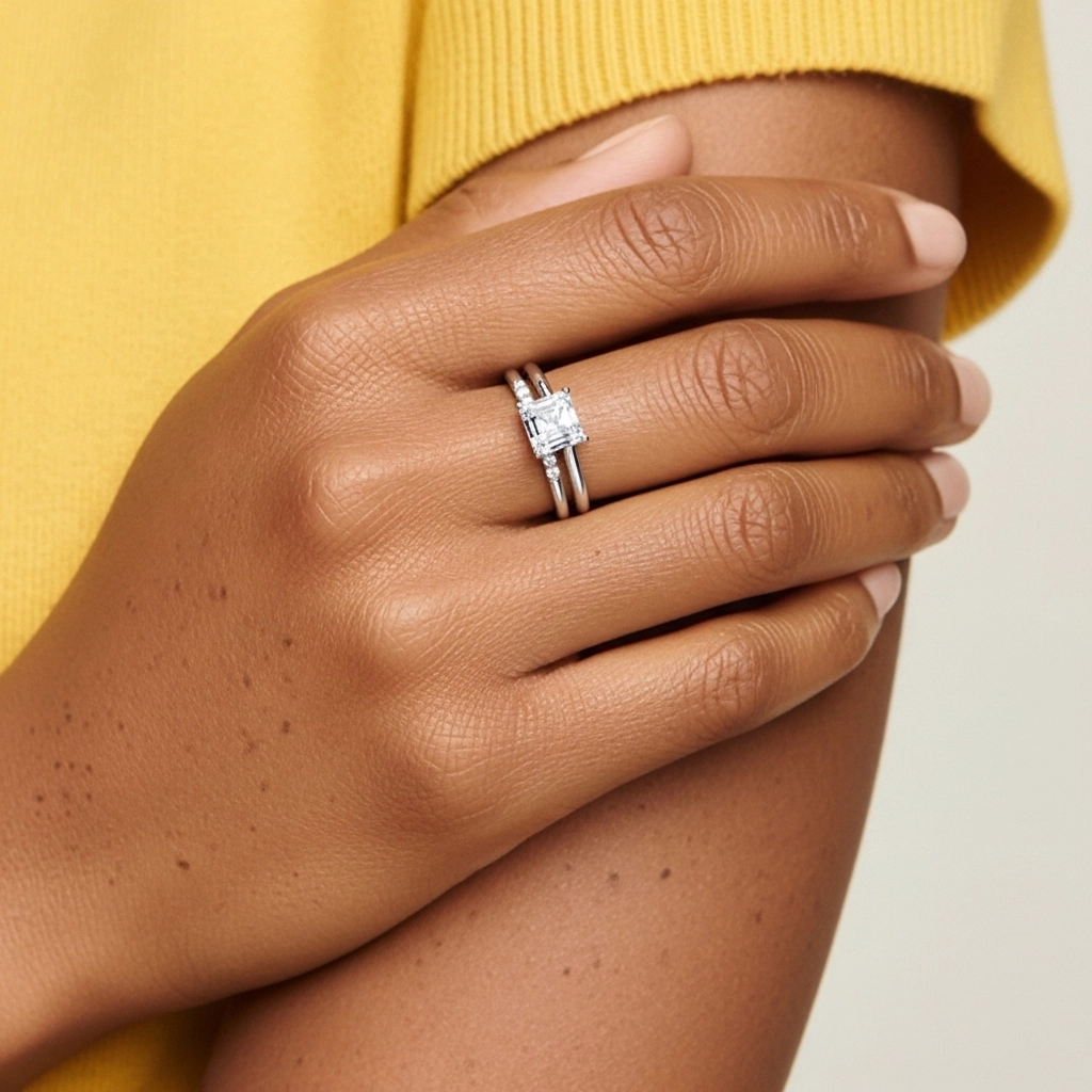 Moissanite Wedding Ring Set