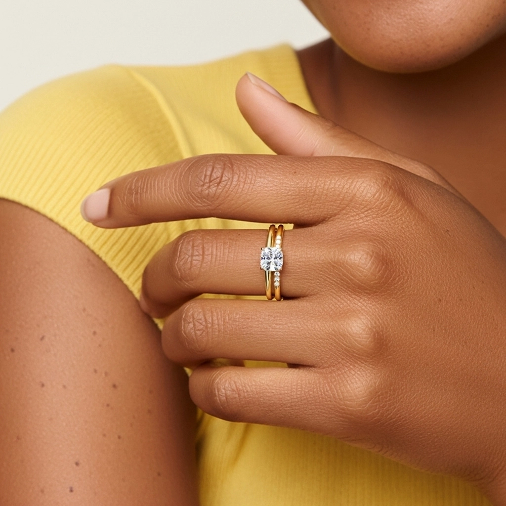 Moissanite Wedding Ring Set