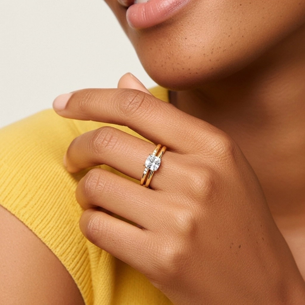 Moissanite Wedding Ring Set