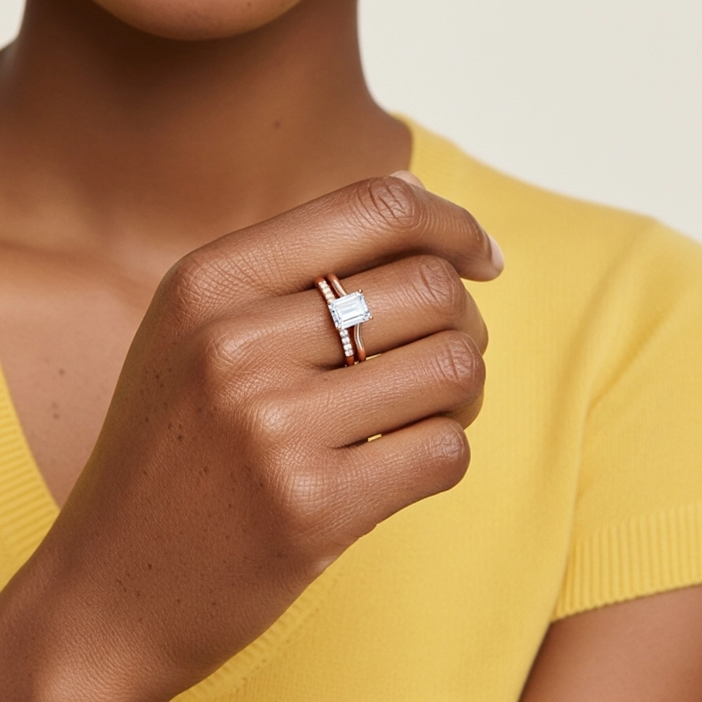 Moissanite Wedding Ring Set