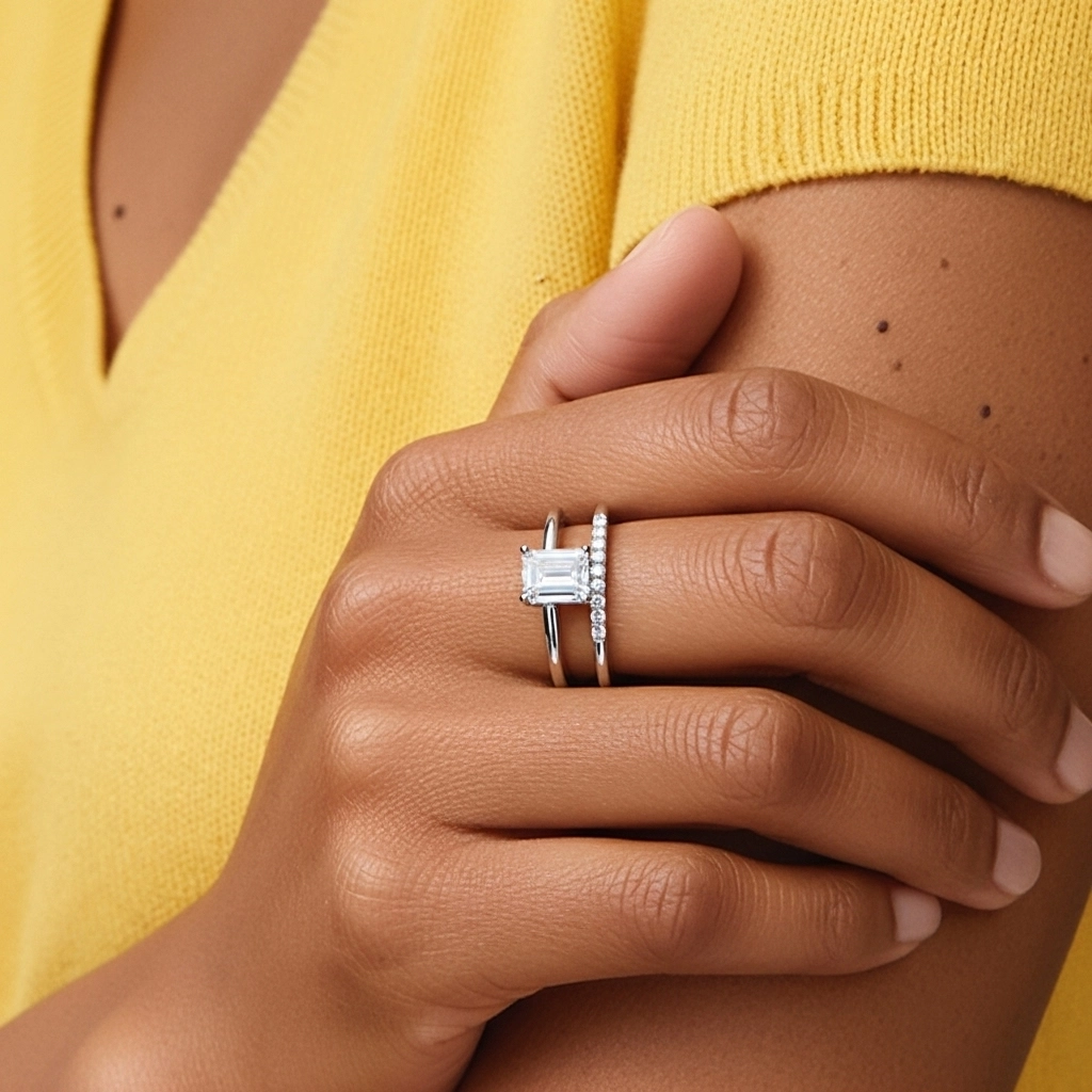 Moissanite Wedding Ring Set