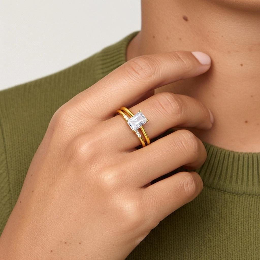 Moissanite Wedding Ring Set