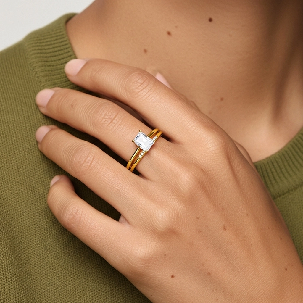 Moissanite Wedding Ring Set