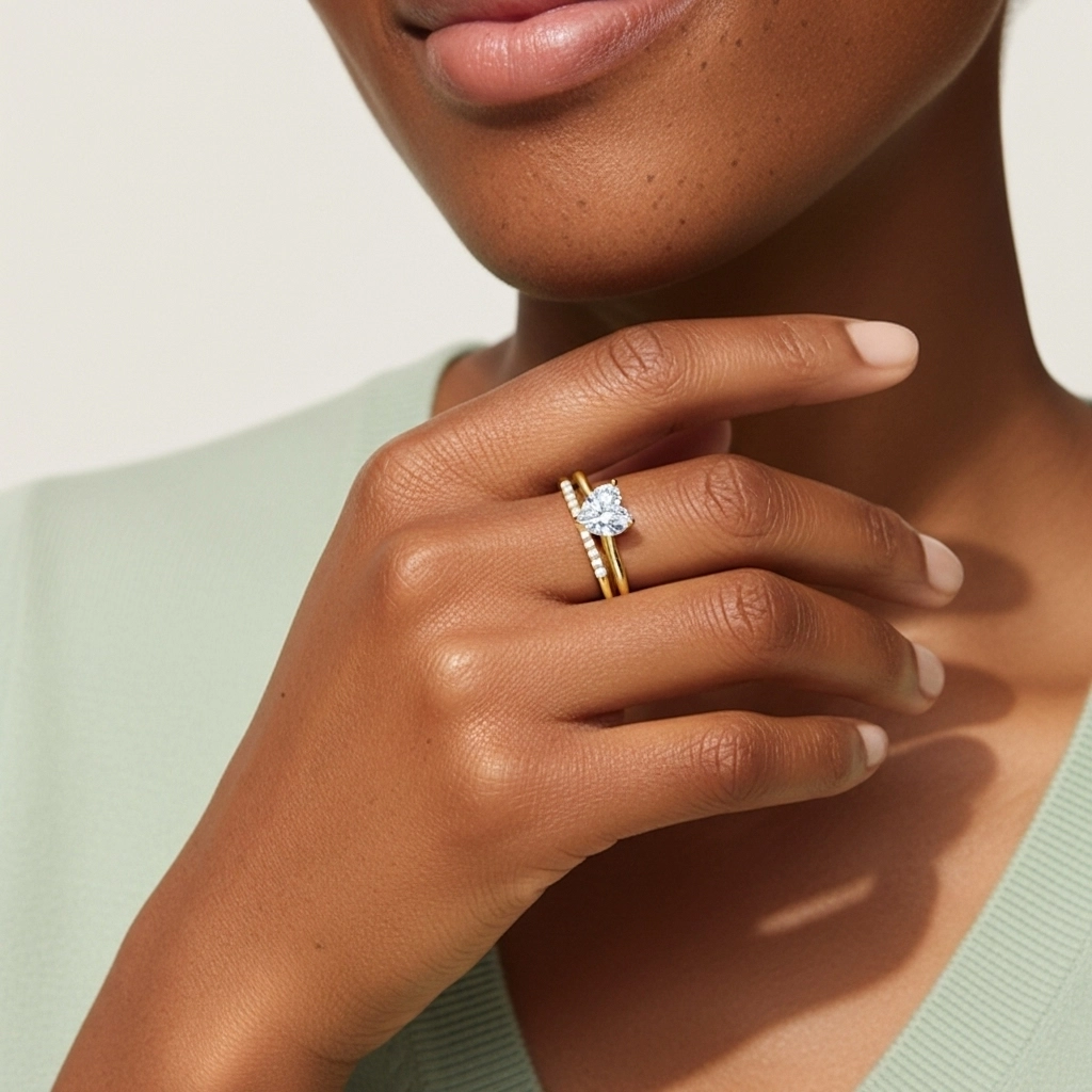 Moissanite Wedding Ring Set