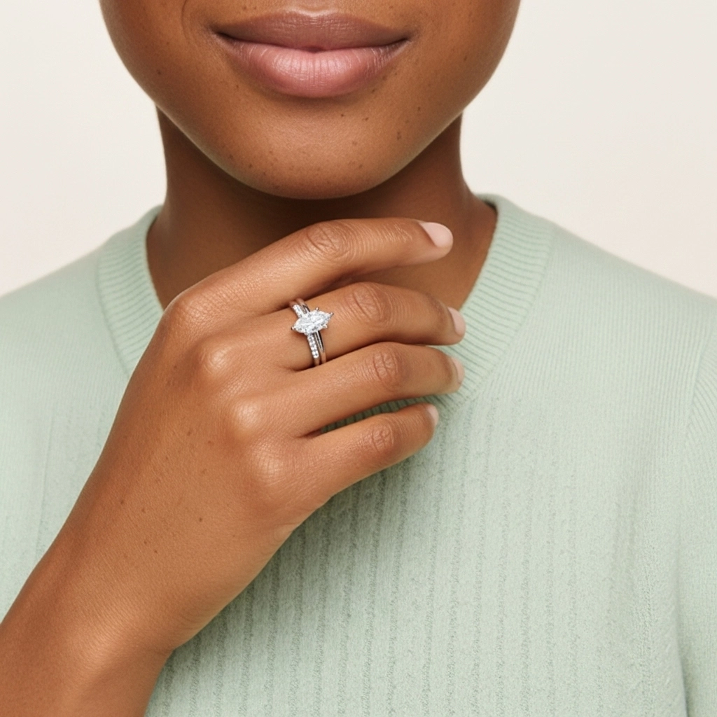 Moissanite Wedding Ring Set