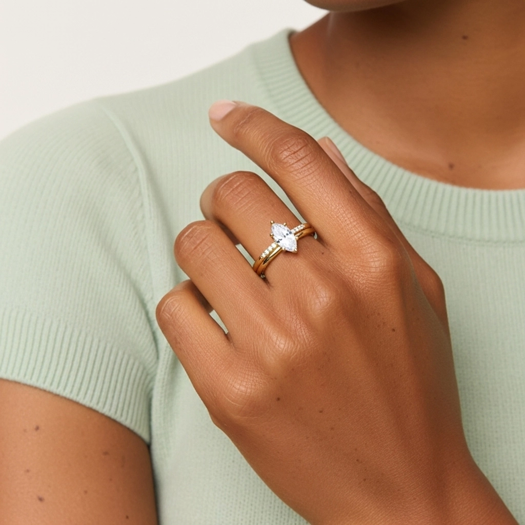 Moissanite Wedding Ring Set