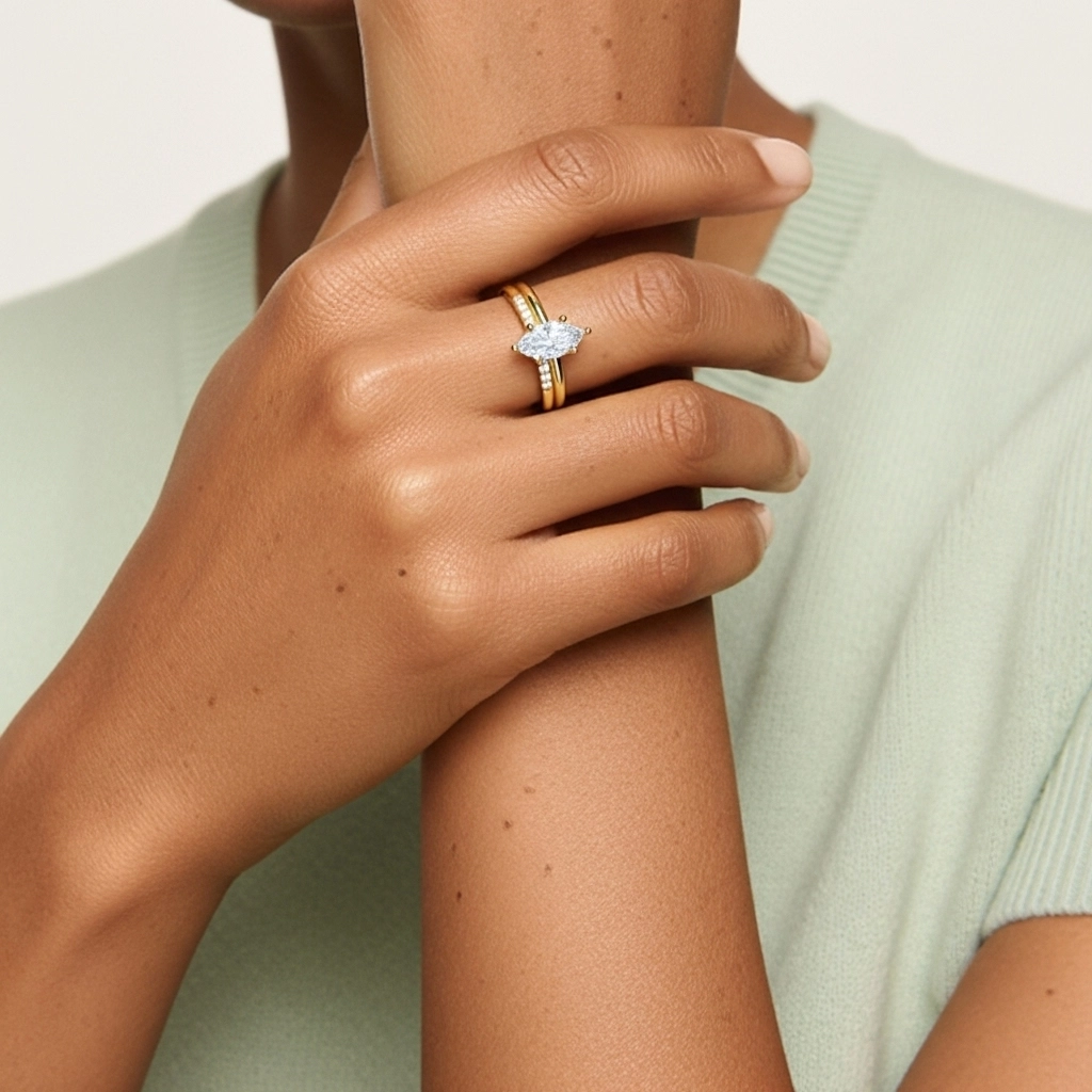 Moissanite Wedding Ring Set