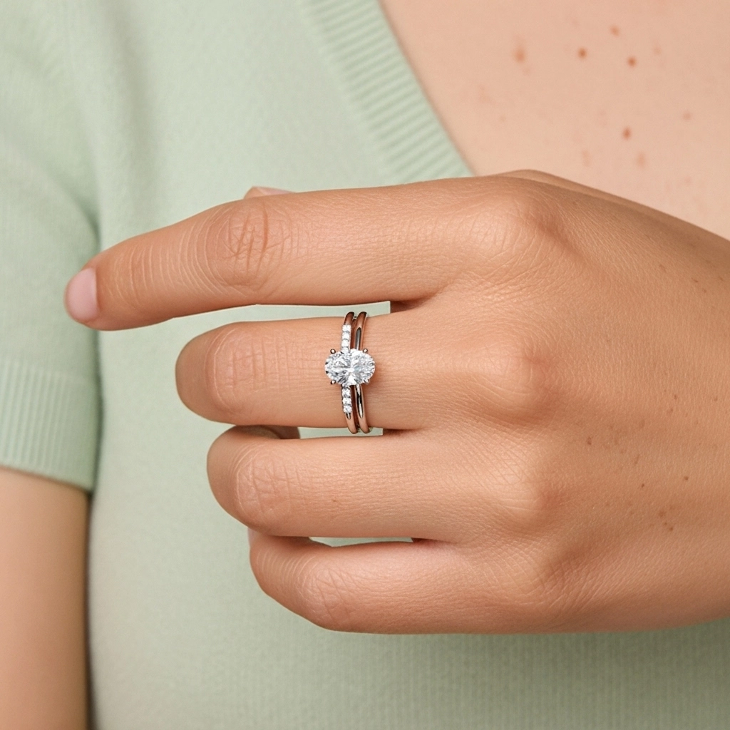 Moissanite Wedding Ring Set