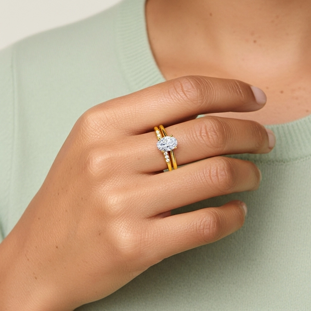 Moissanite Wedding Ring Set