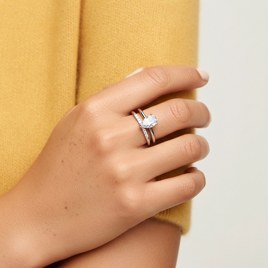 Moissanite Wedding Ring Set