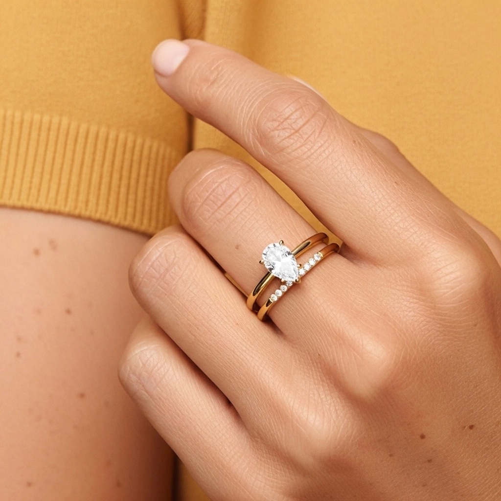 Moissanite Wedding Ring Set