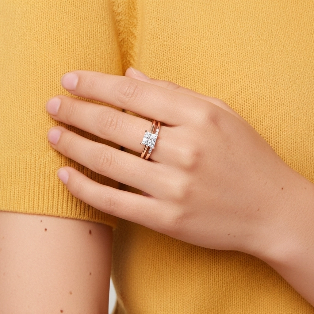 Moissanite Wedding Ring Set