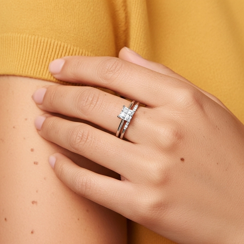 Moissanite Wedding Ring Set