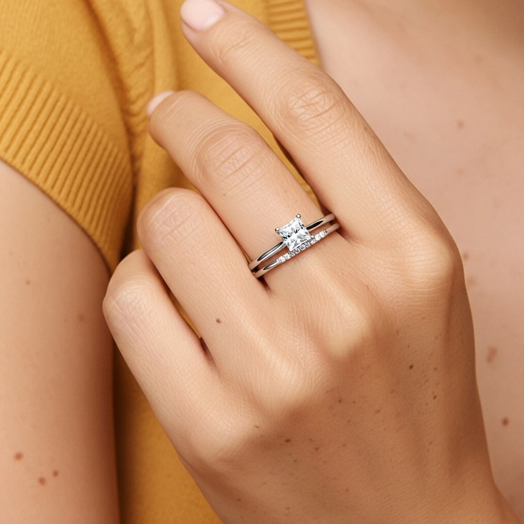 Moissanite Wedding Ring Set