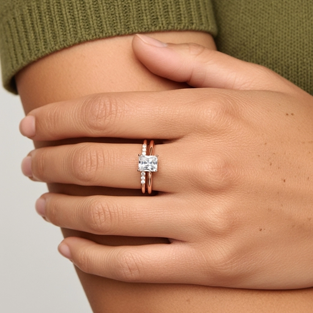 Moissanite Wedding Ring Set